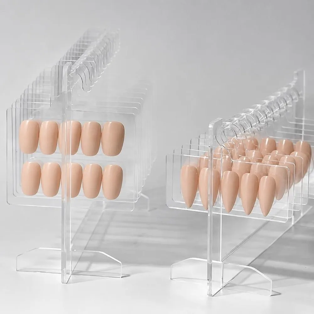 Transparent Acrylic Nail Art Display Rack Desktop Mounted Hook Nail Art Display Board Dustproof Multi-Purpose Nail Storage Stand