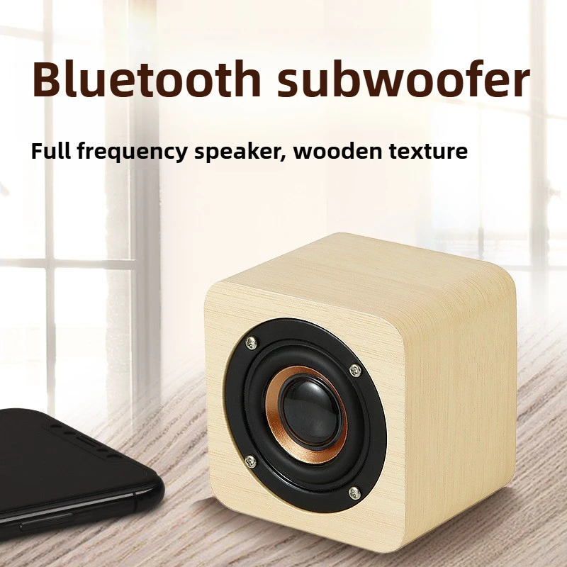 

Q10 Mini Wooden Bluetooth Speaker, Portable Wireless Subwoofer Gift Creative Square Retro Small Stereo Sound Box Bamboo