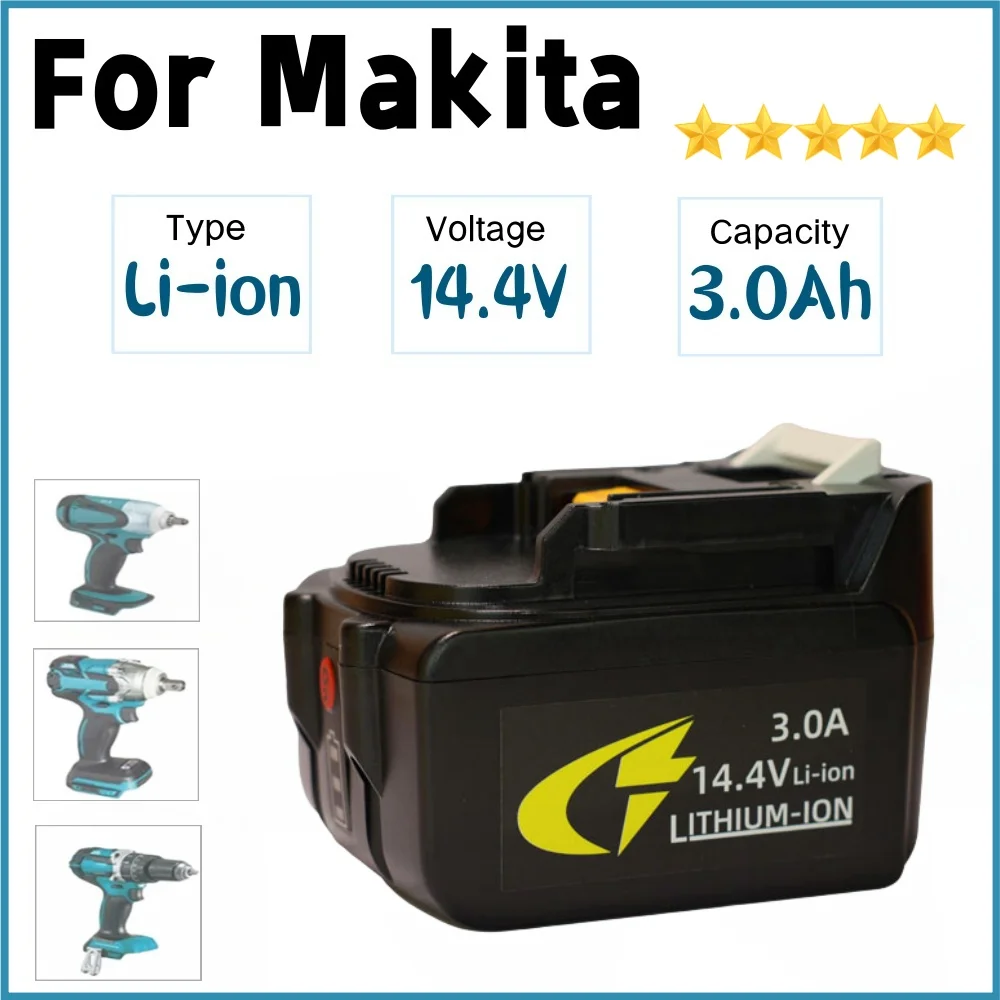 For Makita 3.0Ah 14.4V Rechargeable Li-ion Battery For Makita 14V Power Tools Batteries BL1460 BL1430 1415 194066-1