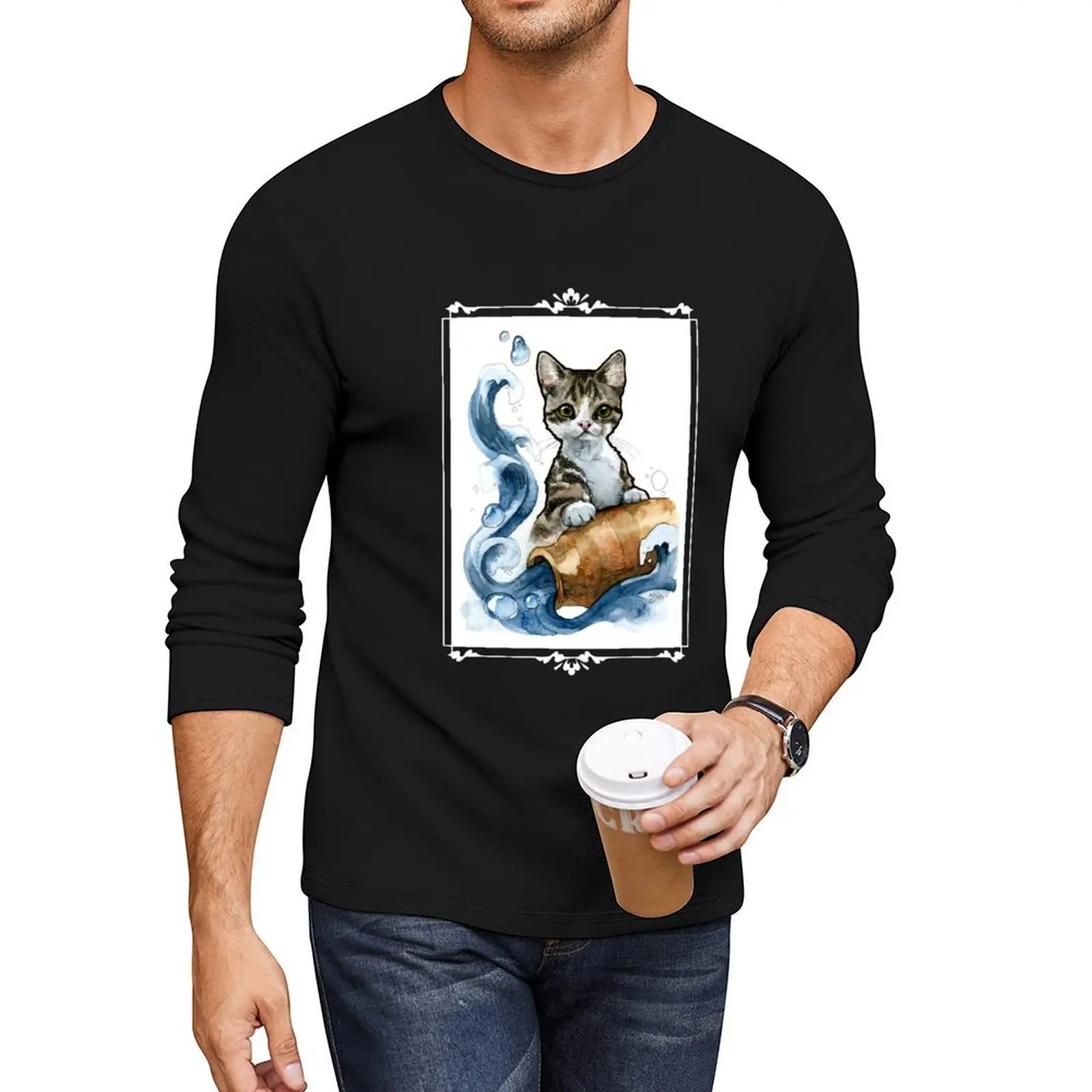 Aquarius Cat Long T-Shirt graphic t shirts t shirts for men