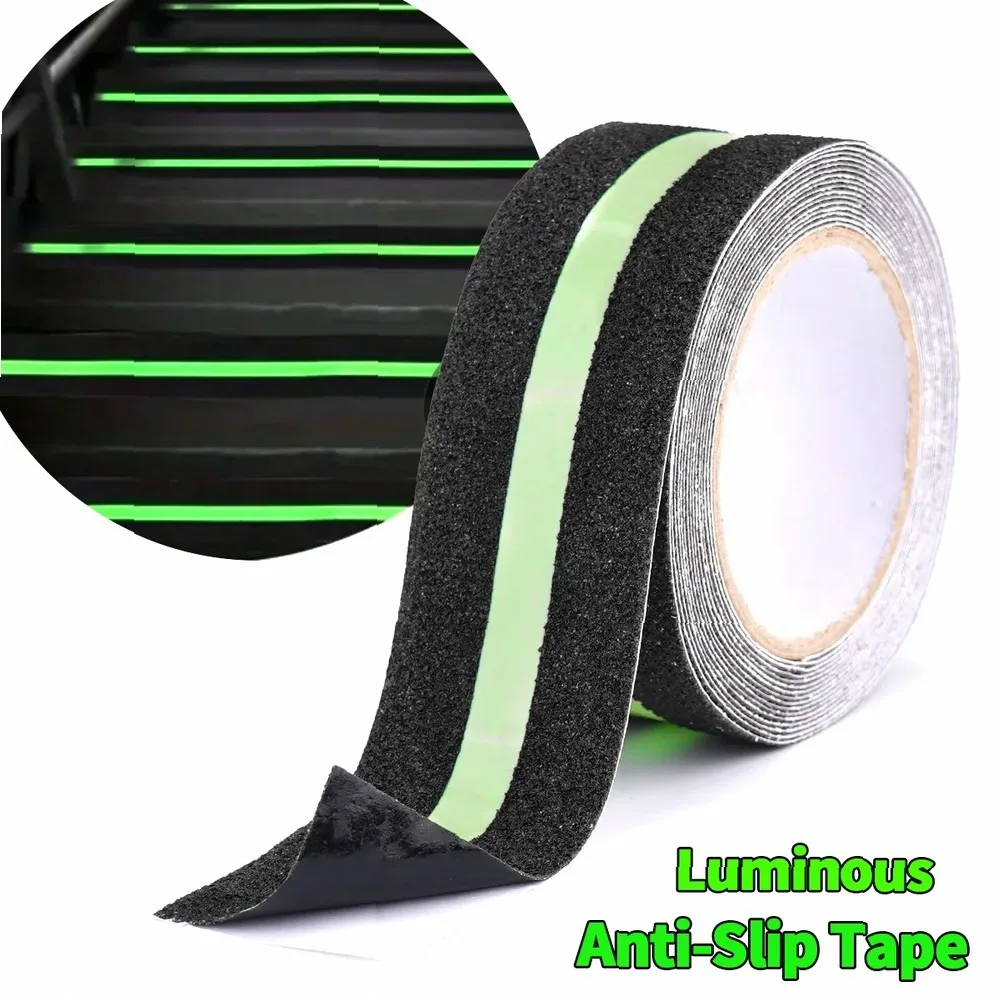 Glow in Dark Anti Slip Traction Tape Green Stripe Non Skid Friction Abrasive Adhesive Safety Grip Tape for Stair Tread