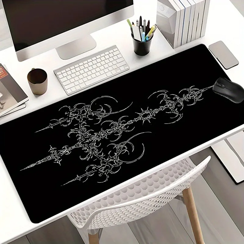 

Черный коврик для мыши с готическим символом, большие противоскользящие резиновые настольные коврики с прошитыми краями, прочные моющиеся коврики для клавиатуры для офиса и дома