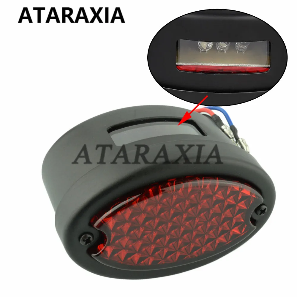 Retro LED Tail Light License Plate Lights Bracket For Harley Brake Stop Lights For Chopper Bobber Taillight Cat Eye Rear Lamp