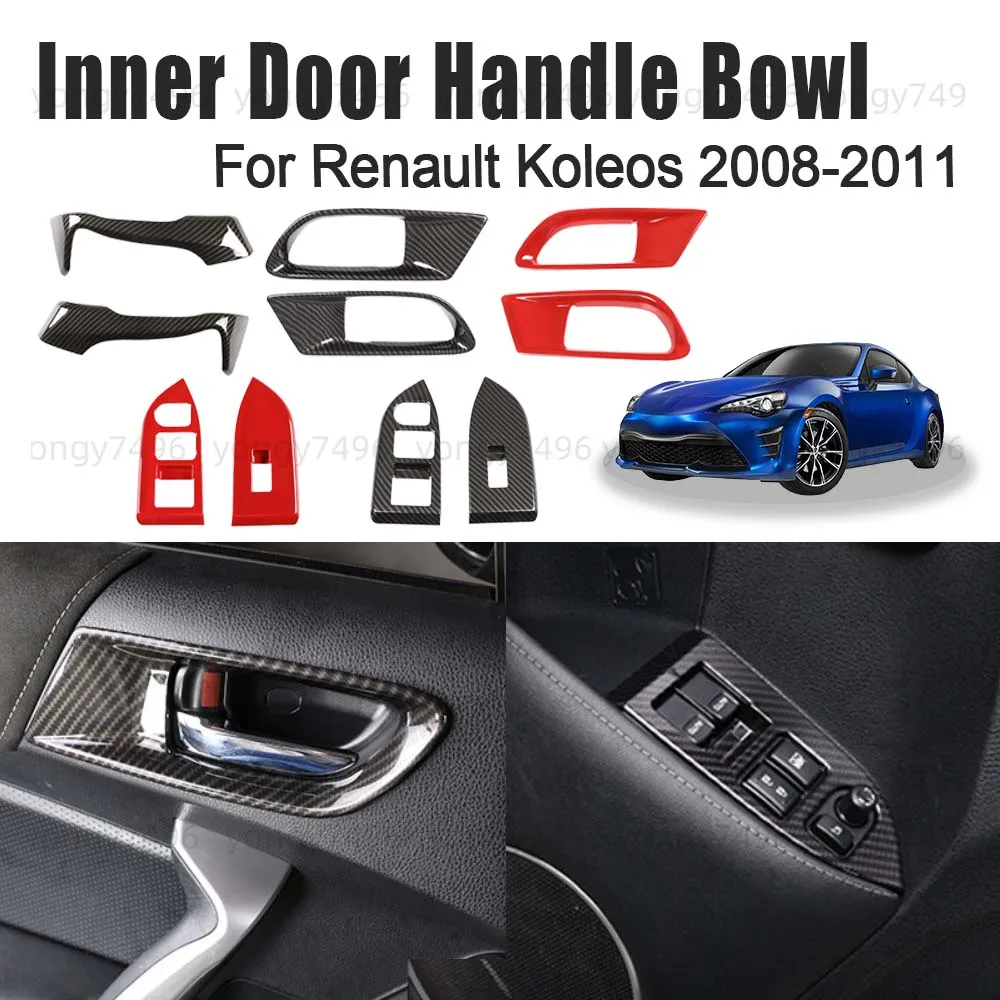 

Car Upgrade Inner Door Handle Bowl For Renault Koleos 2008-2011 Carbon Fiber Sport Red Glass Switch Decoration Bowl Frame
