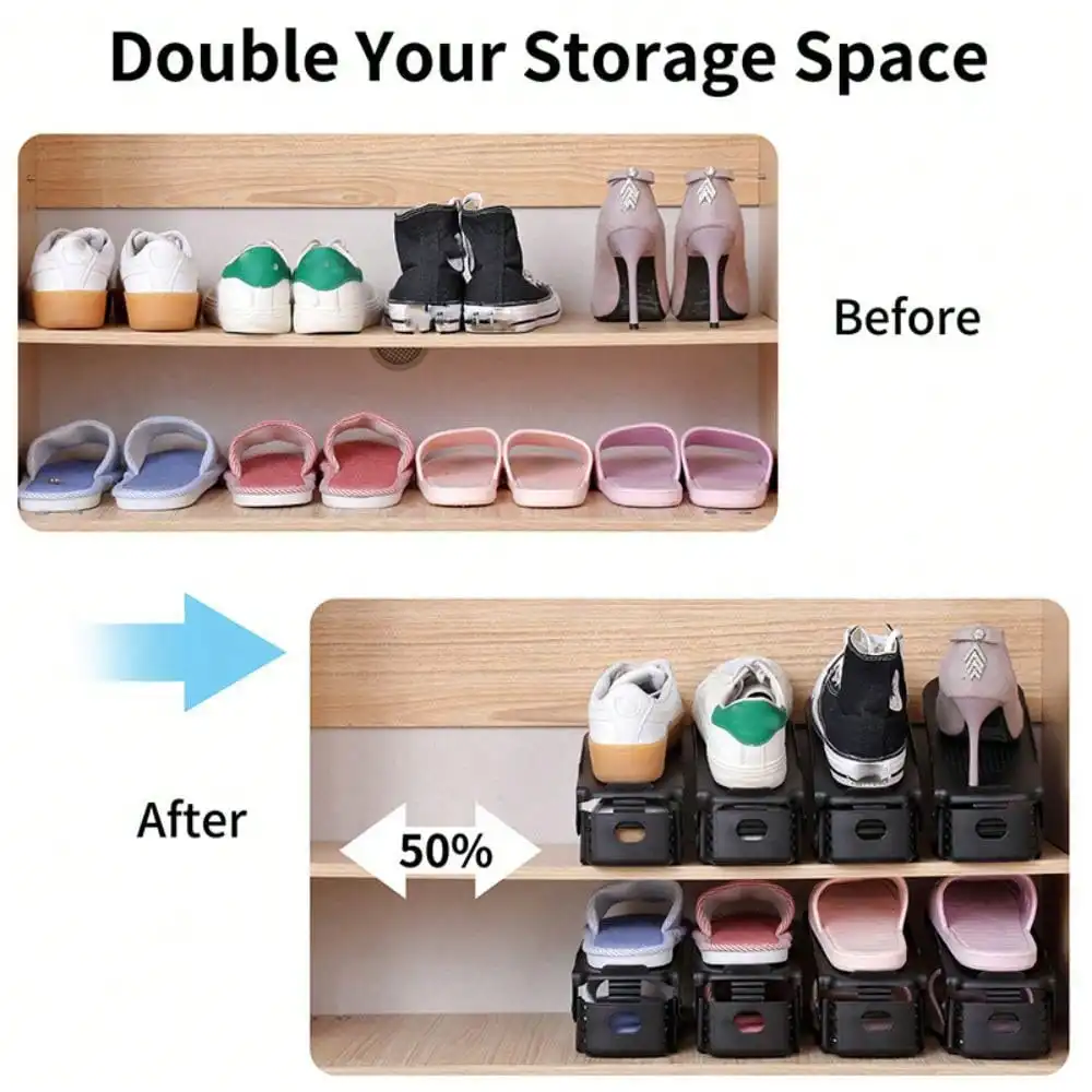 20pcs Adjustable Storage Shoe Rack, Plastic Creative Shoe Storage Rack, Household Storage Organizer For Entrance, Hallway, Living Room, Bedroom, Bathroom, Convenient Home And Dormitory Store Storage Solutions
