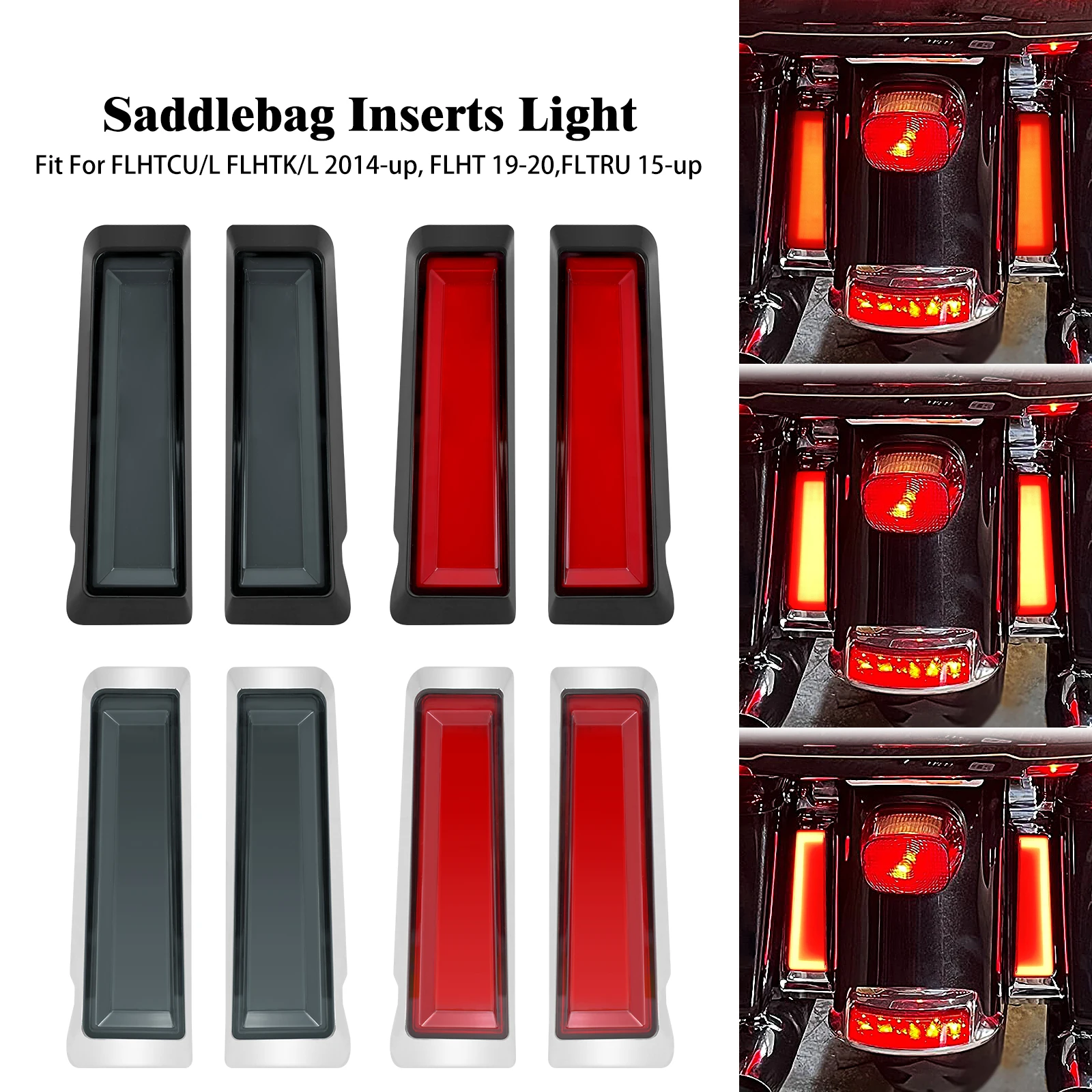 

Motorcycle Saddlebag Filler Inserts Support LED Lights For Harley Touring Road Electra Glide Ultra Classic/Low FLHTKSE 2014-2024