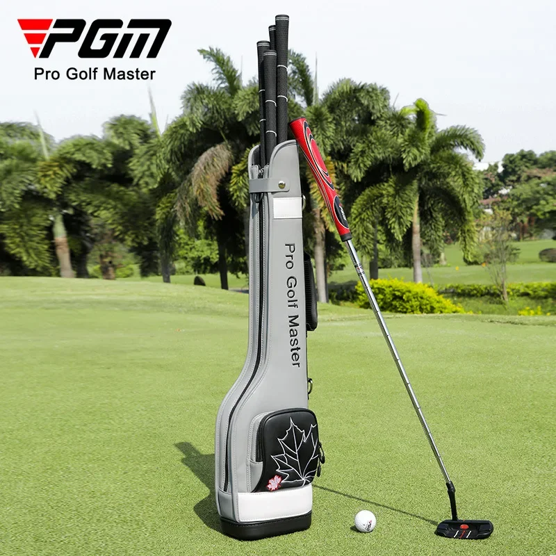 PGM Portable Golf Half-cut Bag Waterproof Microfiber Leather Can Hold 5 Clubs Golf Gun Bag Lightweight Club Bag QIAB025