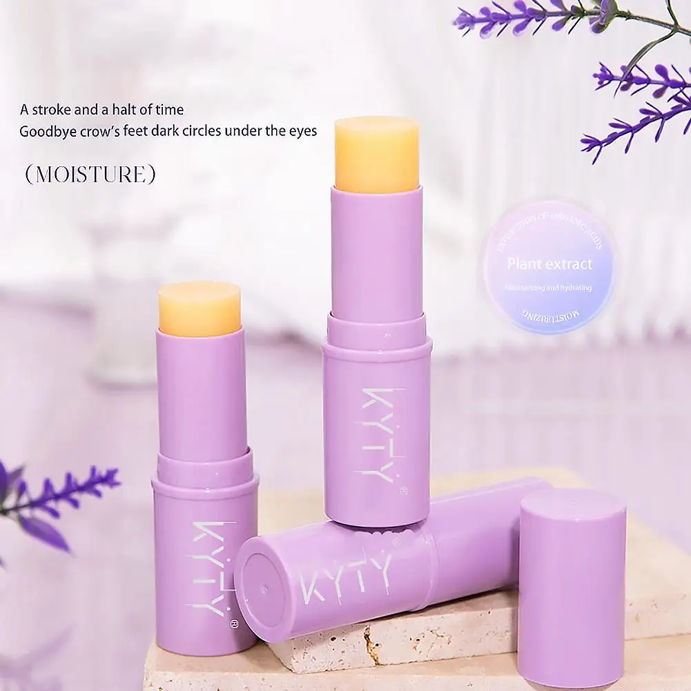 Moisturizing Eye Essence Stick Lavender, Hydrating Eye Care With Peptides & Gentle Ingredients, Solid Balm Stick For Makeup