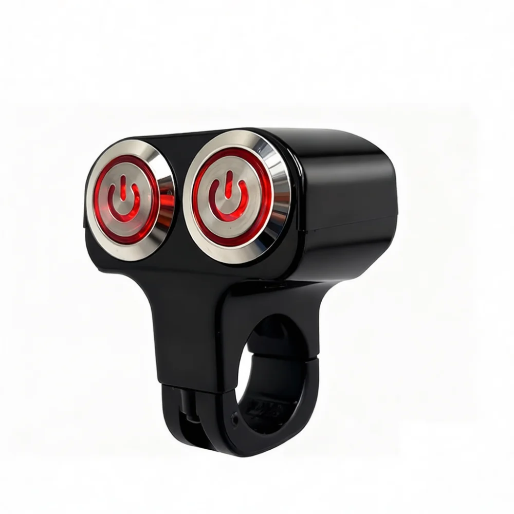 Universal Handlebar Spotlight Switch Aluminum Motorcycle Button Self Locking Self Reset With Light Accessory For Ebike