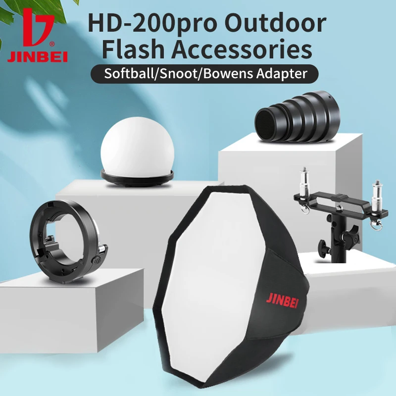 JINBEI HD-200pro Outdoor Flash Accessories Softball Snoot 2 Head Light Stand Bowens Adpter