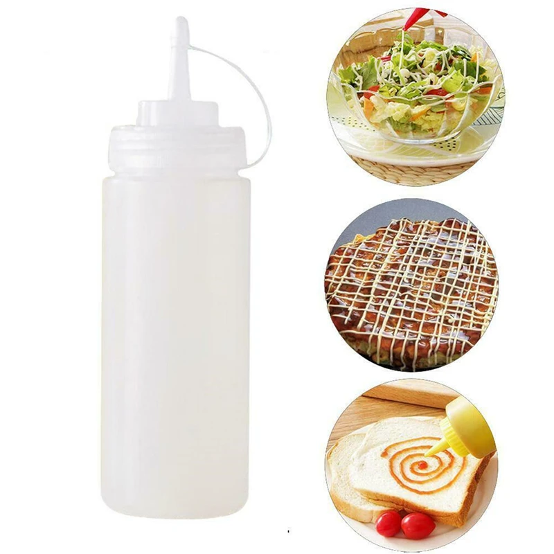 240ML Plastic Squeeze Squirt Condiment Squeeze Bottle with Twist On Cap Lids for Ketchup BBQ Sauces Paint Olive Oil