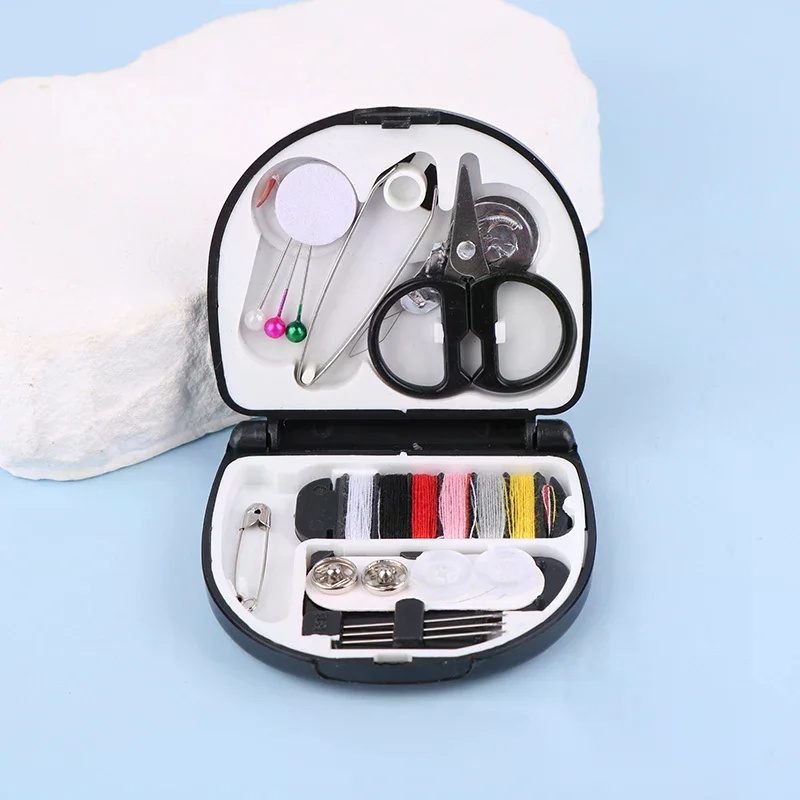 [YU]1set Buttons Pins Storage Boxes Sewing Box Household Portable Travel Mini Sewing Kit Scissor Thimble Needle Threads Box Set