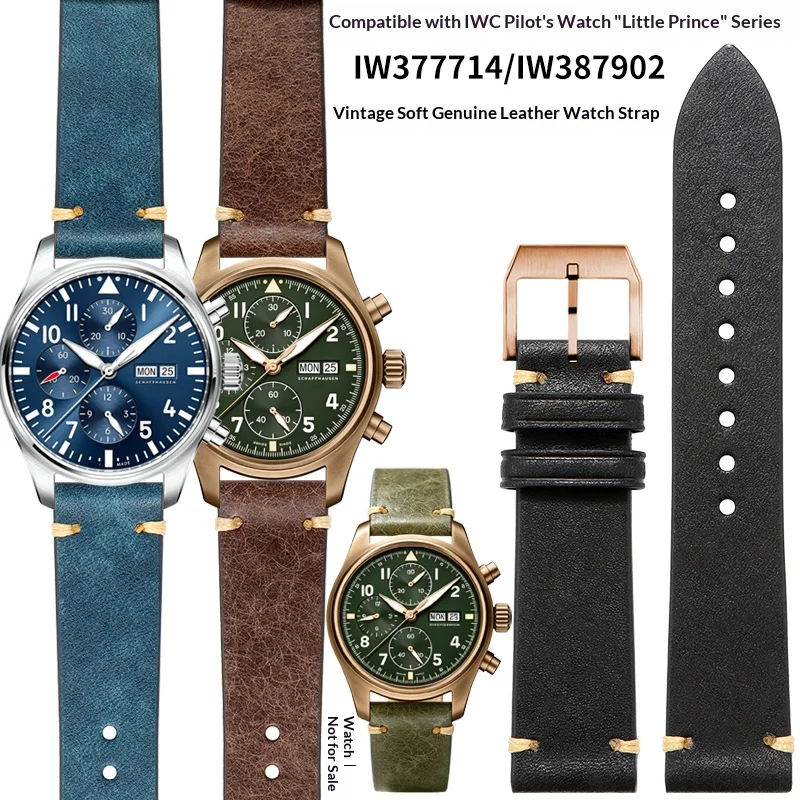 Genuine Leather Watch Strap Compatible With IWC Pilot IW377714 Little Prince Bronze IW387902 Spitfire Watch 20 21mm