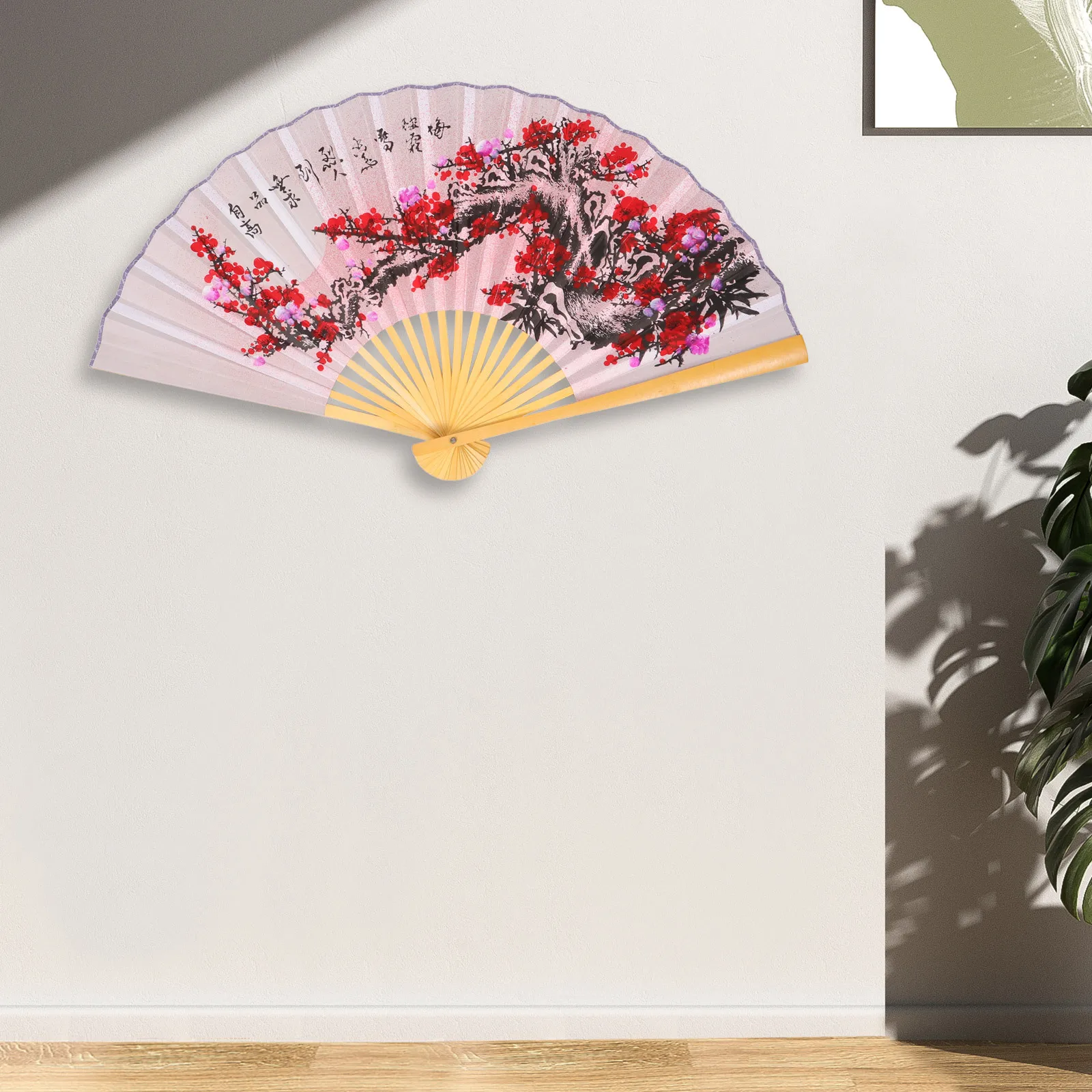 Chinese Style Decorative Large Folding Fan Wall Hanging Paper Bamboo Fan Pendant for Wedding Photography Home Living Room Decor