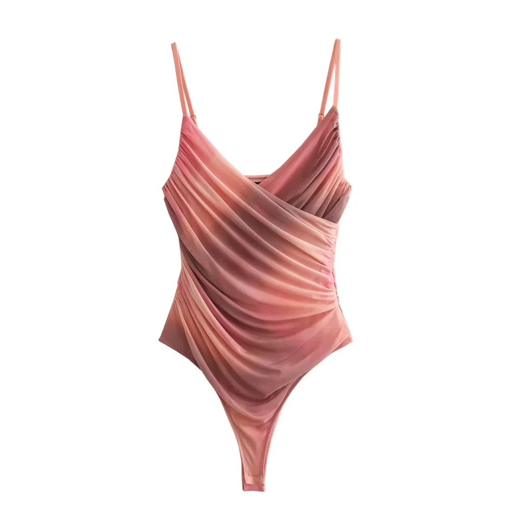 

2024 sunmer New Product Women's Fashion and Casual Style Slim Fit Printed Silk Mesh jumpsuit