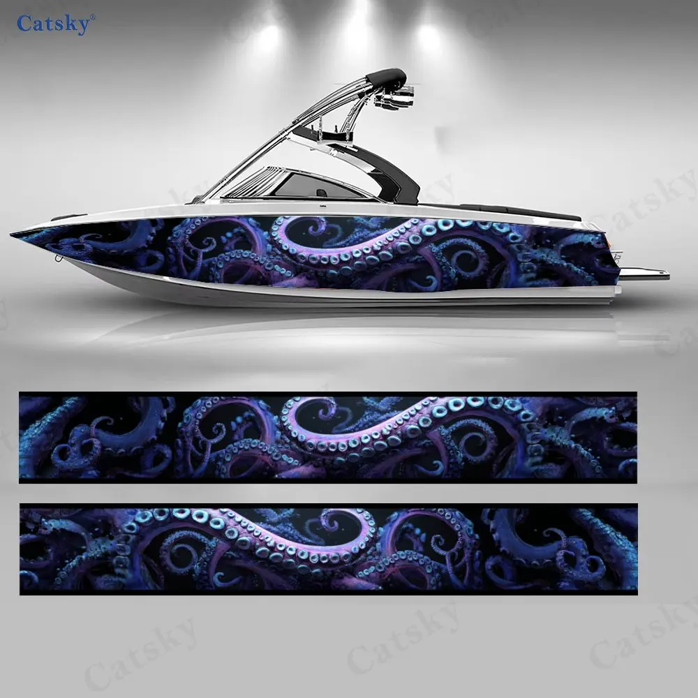Amethyst Abyss Tentacle Boat Stickers, PVC Waterproof Durable Vinyl Wrap Decals for Fishing Boats, Durable and Stylish Design