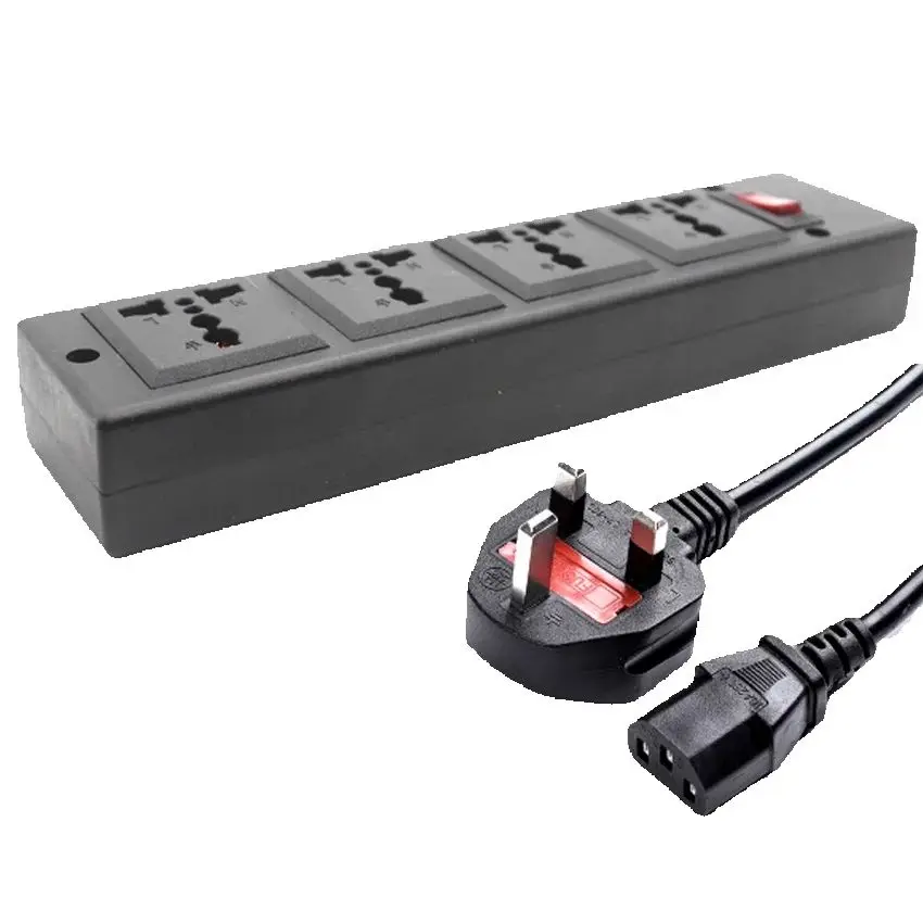 Britain Multifunction 250V 13A 1.8M 4 Jack Universal Power Strip PDU Outlet IEC320 Plug Adapter UK Power Cord Converter Socket