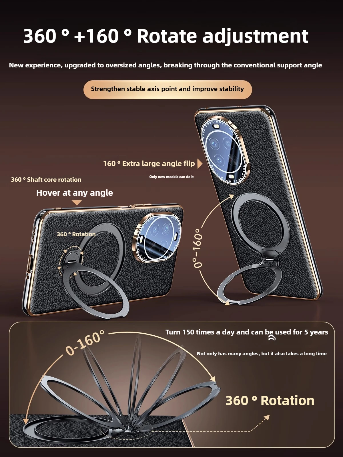 

[Lens All Inclusive] Genuine Leather for Huawei Nova 14 Ultra Case New with magnetic suction rotating bracket case for Nova14Pro