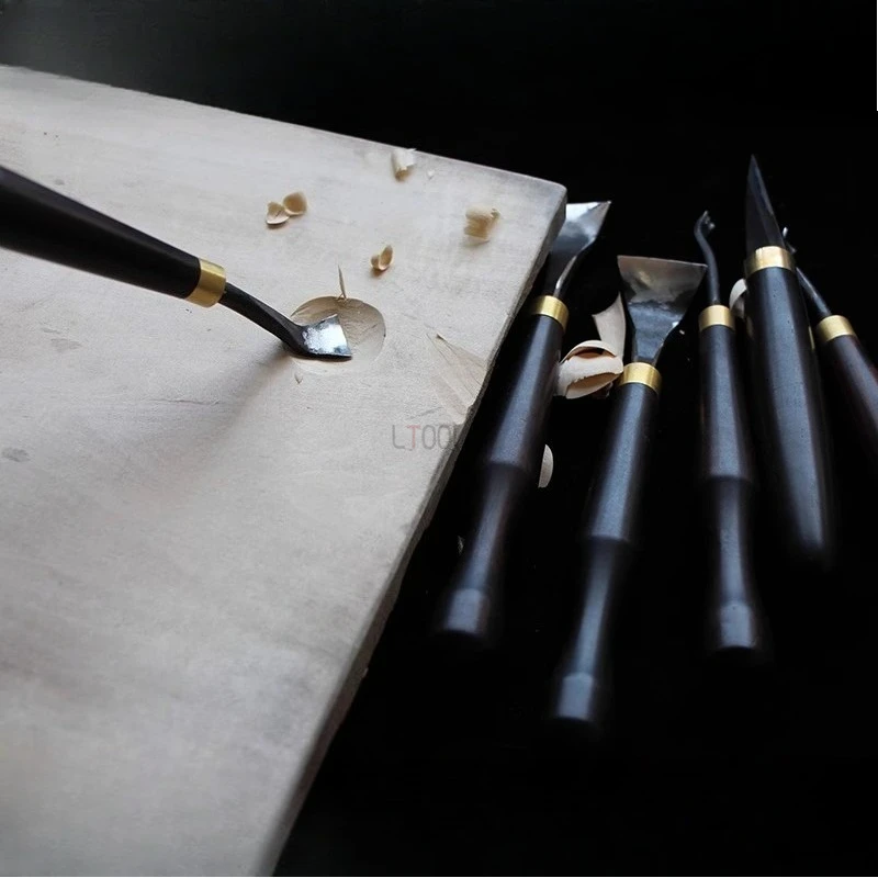 Redwood Handle Spoon Digging Knife DIY Spoon Digging Tool for Carpenters Handmade Purple Sandalwood Digging Plate Cutting Tool