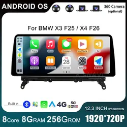 Android 13.0 12.3 Inch For BMW X3 F25 / X4 F26 CIC NBT System 1920*720P Car Multimedia Player Navigation Carplay + Auto BT GPS