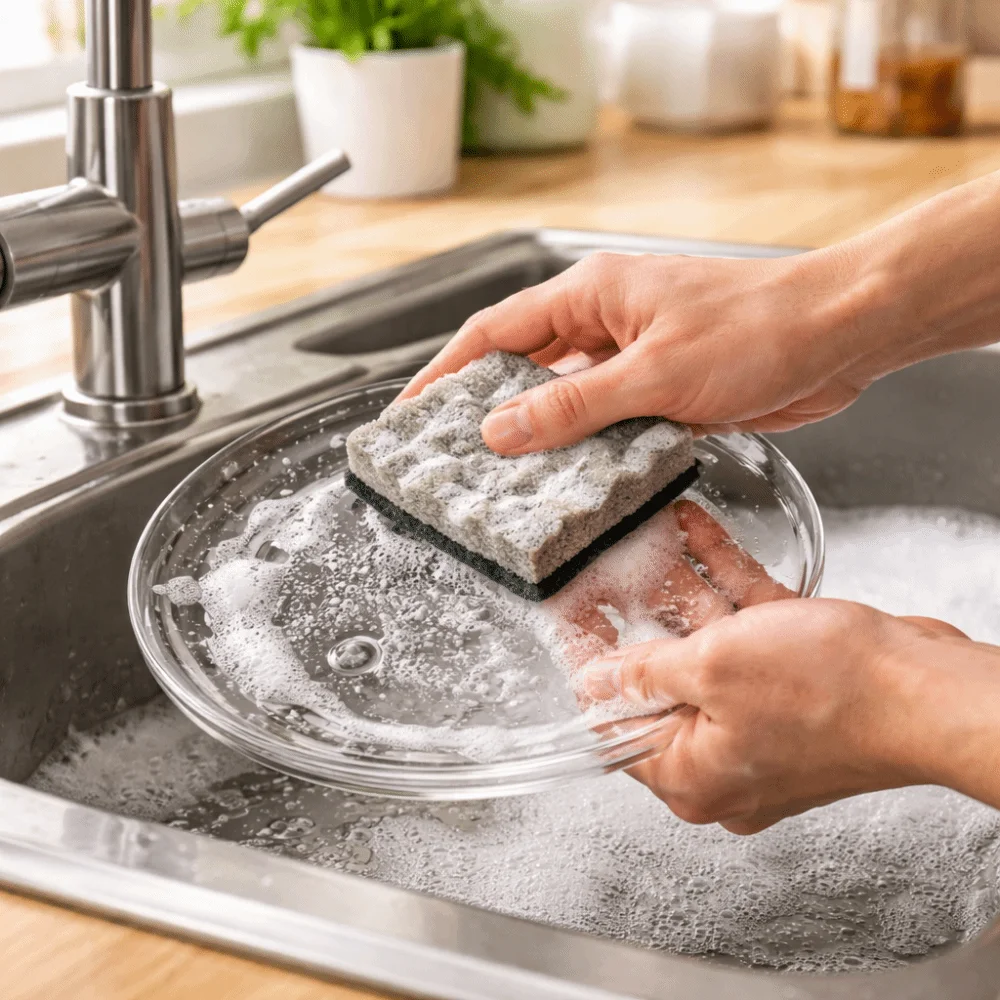 Double-Sided Rust-Removing Sponge Wave Design Household Barbecue Grill Brush Rust Removal Pan Cleaning Brush Home Use