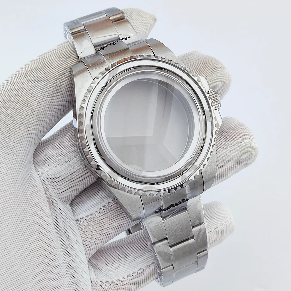 43 مللي متر حافظة رجالية فاخرة NH35 حافظة من زجاج الياقوت مقاومة للماء تناسب 28.5 مللي متر قرص NH35 حافظة ساعة 316L حافظة من الفولاذ المقاوم للصدأ