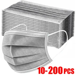 10-200PCS Surgical Face mask Disposable Non-wove Certified surgical mouth mask Adults gray 3 Layer Ply Medical masks masque