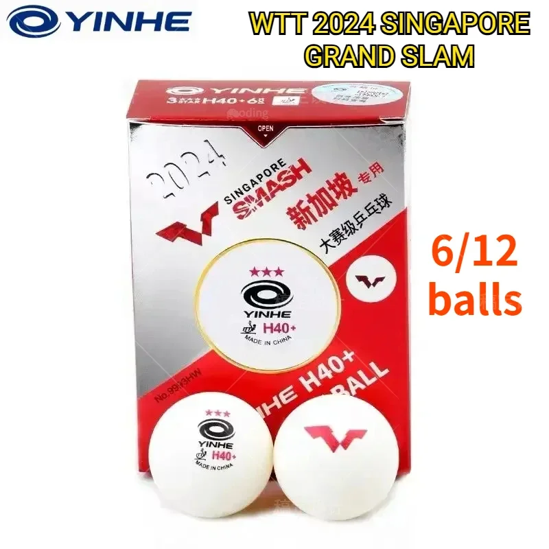 Original Yinhe WTT Ping Pong Balls 2024 Singapore Grand Slam Table Tennis Balls Seam H40+ ABS New Materials Ping Pong Balls