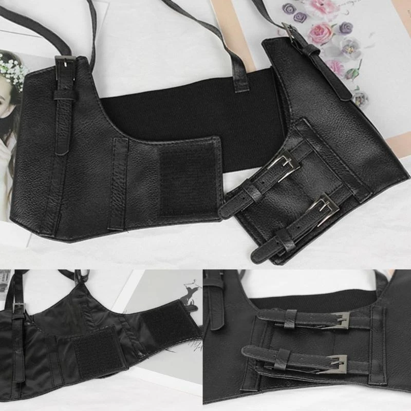 5asd Punk Leather Harness Belt Waist Cincher Belt For Women Shapewear Underbust Corset Top With Strap Sculpting Girdle