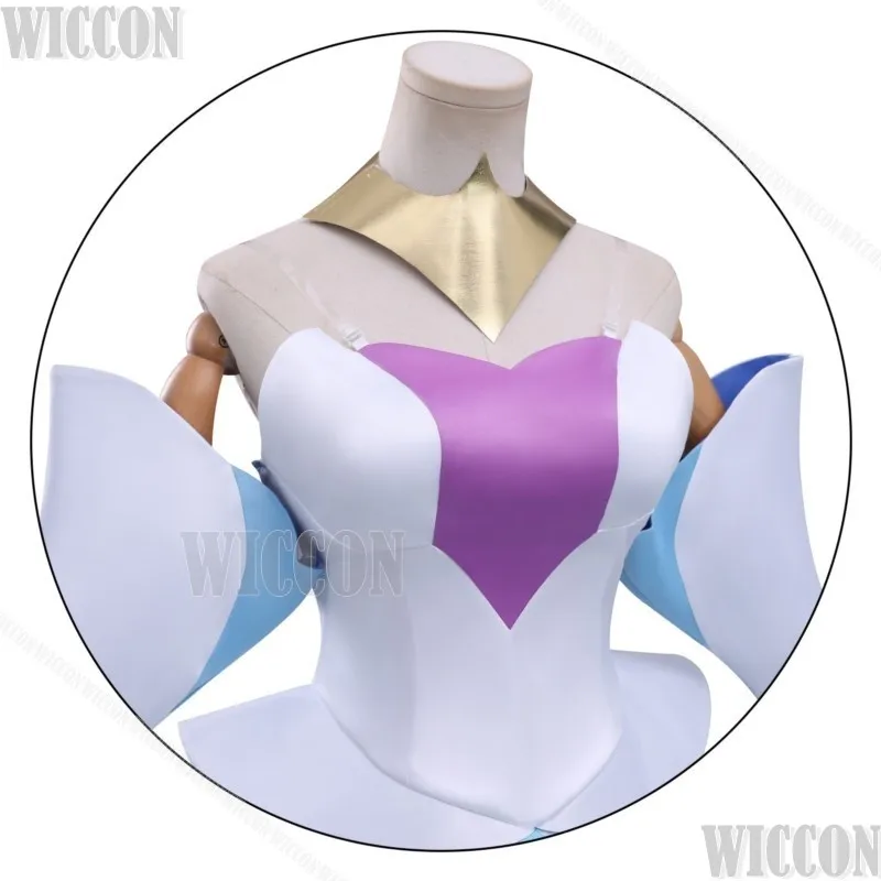 Guinevere الأميرة فرسان Guinevere أنيمي تأثيري الملابس الأزرق الأرجواني فستان أبيض امرأة فتاة يتوهم هالوين كرنفال الزي