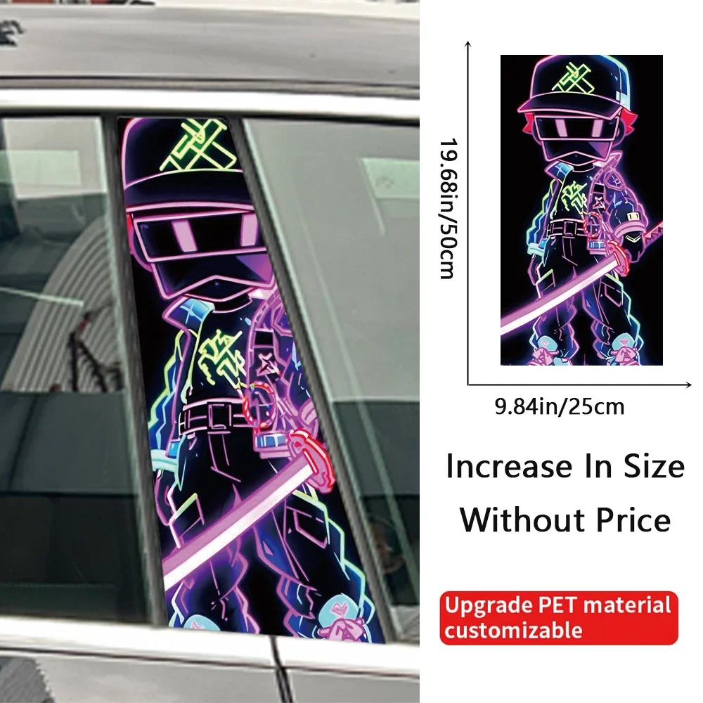 Grafitti Bear Boy Car Door Post Sticker DIY Car Modification Styling Sticker Center Pillar B-Pillar Protective Film Decals