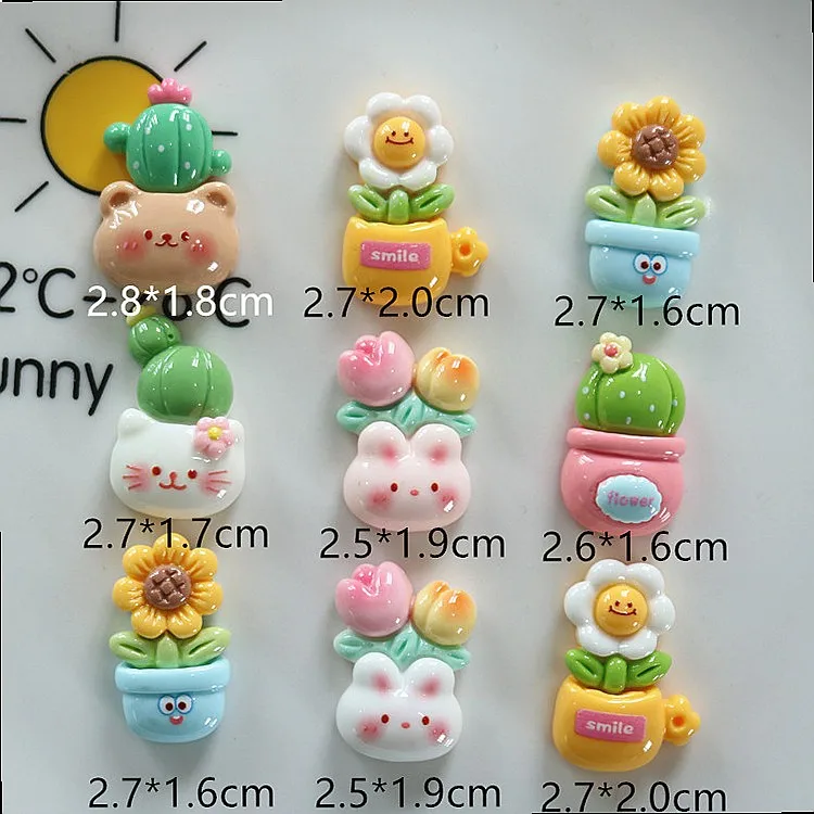 100pcs Resin Flatback Mini Flower Cactus Sunflower DIY Accessories for Phone Case Hairpin Keychain Earrings Scrapbook Craft