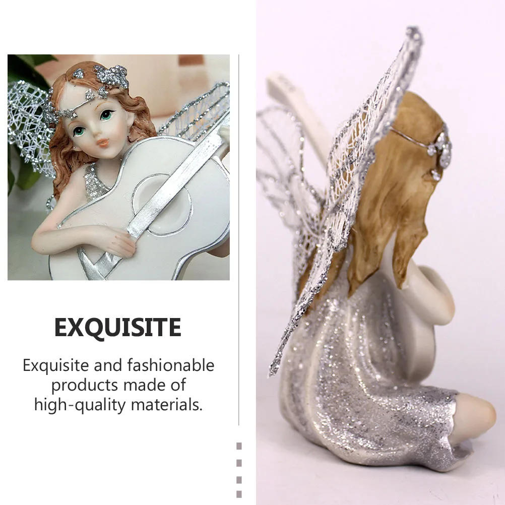 

1Pcs Guitar Angel Girl Decorative Craft Exquisite Resin Sculpture for Home Decor Desktop Trinket Lovely Resin Handcraft