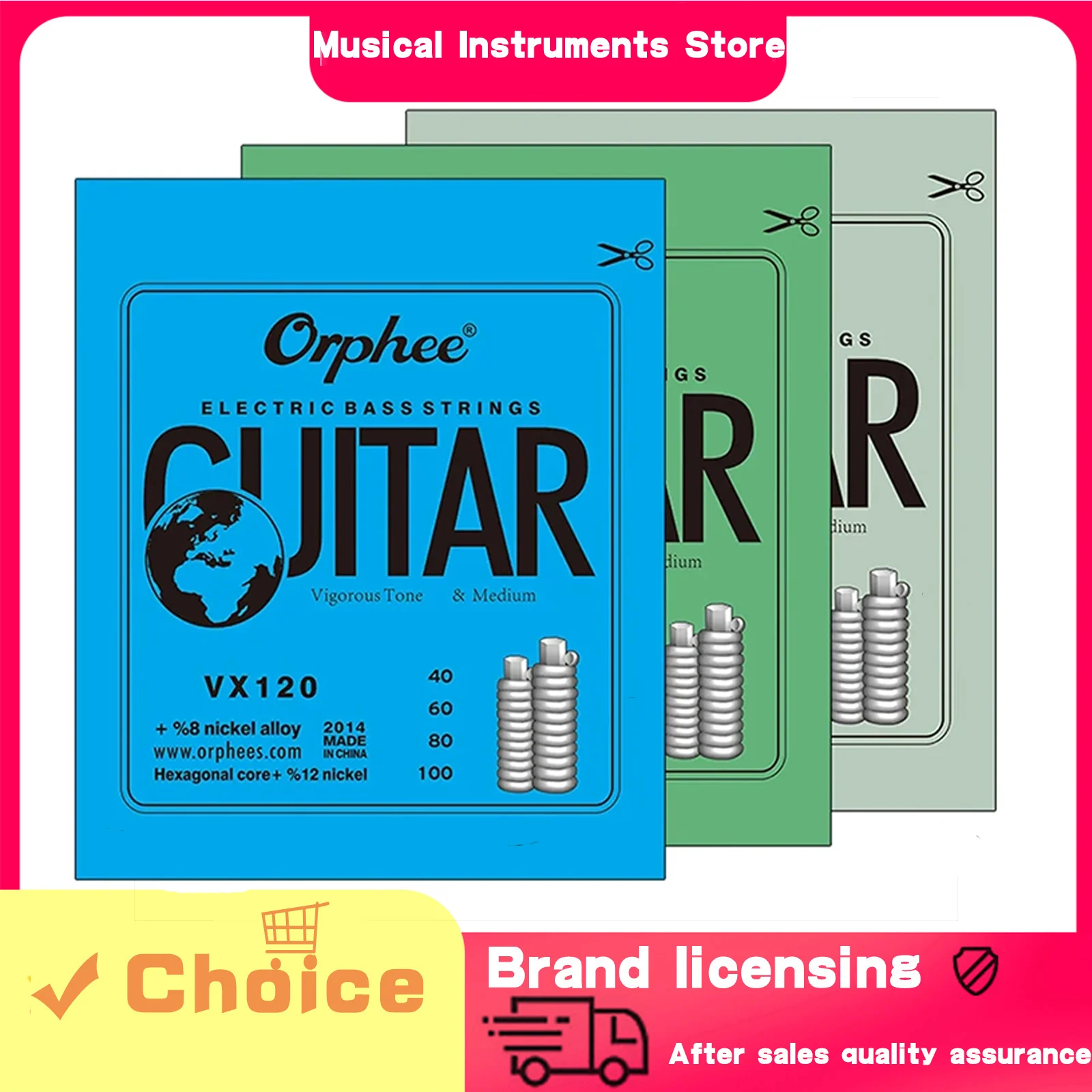 Orphee Bass Guitar Strings Medium Carbon Steel Hexagonal Core Alloy Wound VX Series Electric Bass Guitarra Guitar Accessories