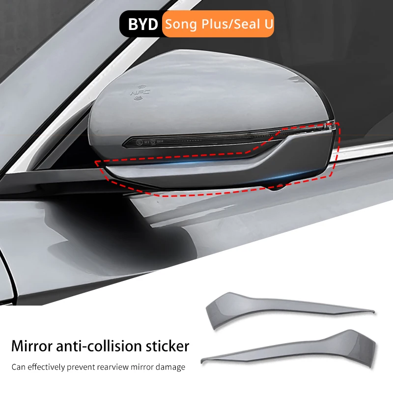 

For Byd Song Plus Seal U Dmi Ev 2020-2025 Car Rearview Mirror Anti-collision Strip Anti-scratch Decorate Protection Strip 2 Pcs