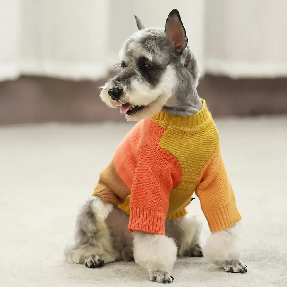 Lattice stitching Winter Dog Clothes Warm Dog Sweaters Luxury Puppy Knitted Sweaters Cute Turtleneck French Bulldogs Pet Clothes