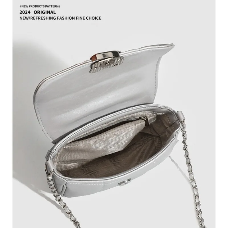 2025 nicho sênior sentido de corrente saco moda ombro único crossbody saco pequeno vento perfumado diamante treliça pequenos sacos