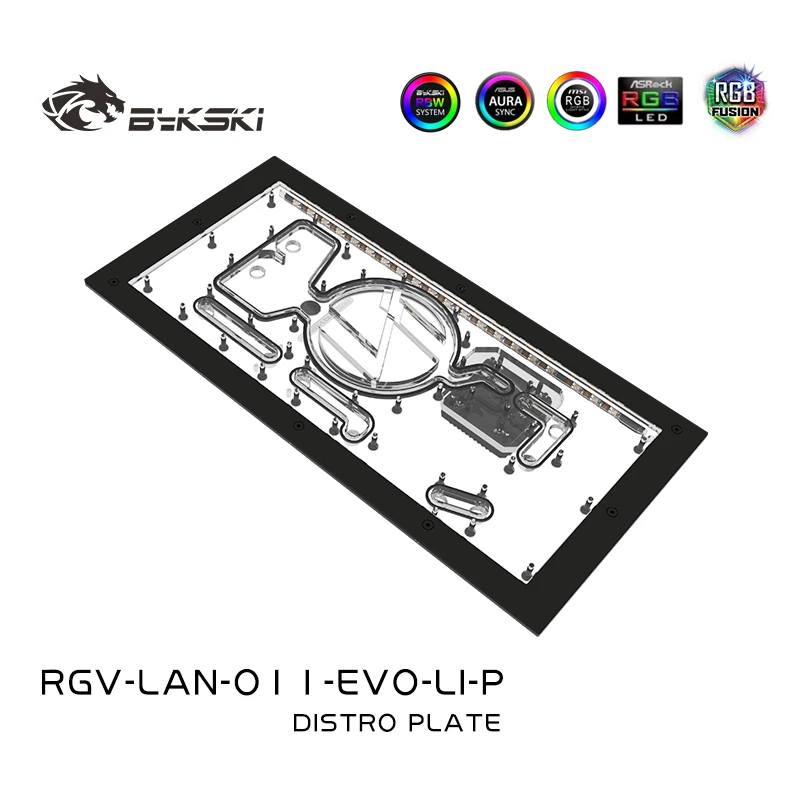 Imagem -02 - Bykski Frente Acrílico Distro Placa Placa para Lian li O11 Evo pc Case Reservatório de Água com Bomba Ddc Rgv-lan-o11-evo-li-p