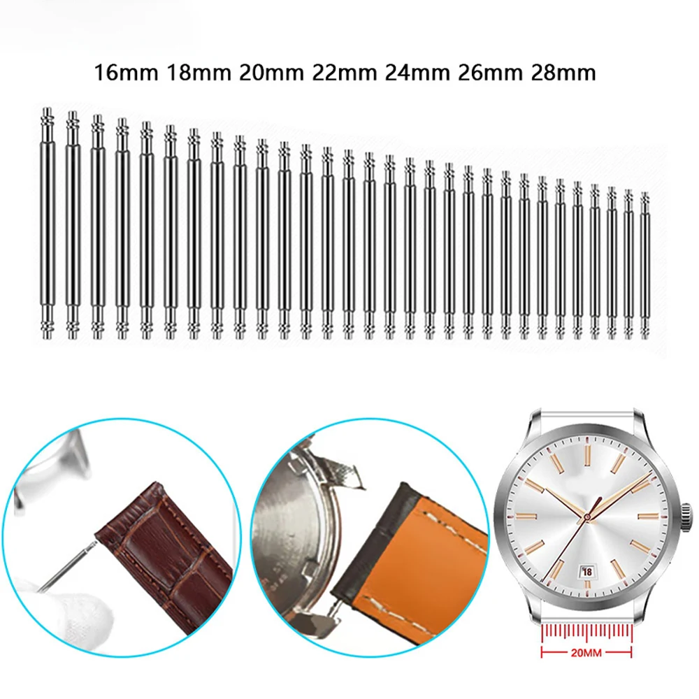 20PCS Spring Bars Watch Strap Link Pins fit for Seiko Watch Case 16mm 18mm 20mm 20mm 22mm 24mm Watch Band Dia 1.5mm Spring Bars