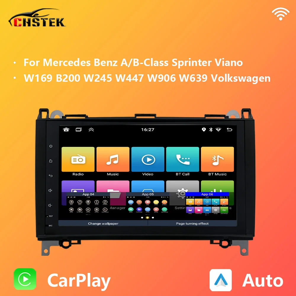 

CHSTEK Car Radio For Mercedes Benz A/B-Class W169 W906 W245 W639 B200 Sprinter Viano VW Carplay Bluetooth Android Auto WIFI GPS