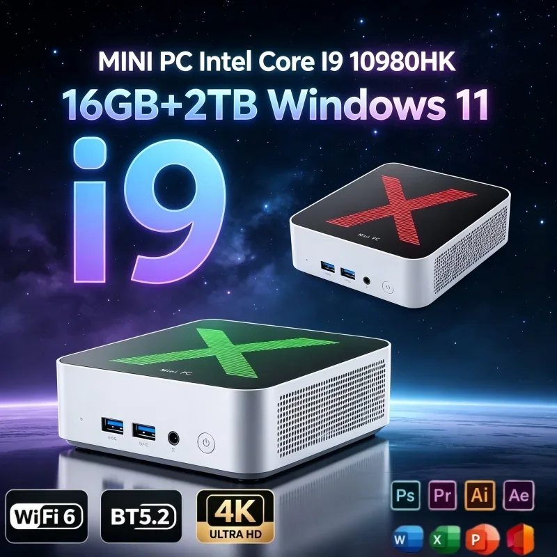 Pocket Mini PC Intel I9-10980HK Win11 Gaming Computer 16GB DDR4 RAM 1TB/2TB NVMe SSD WiFi6 Bluetooth5.2 4K HTPC Desktop Computer