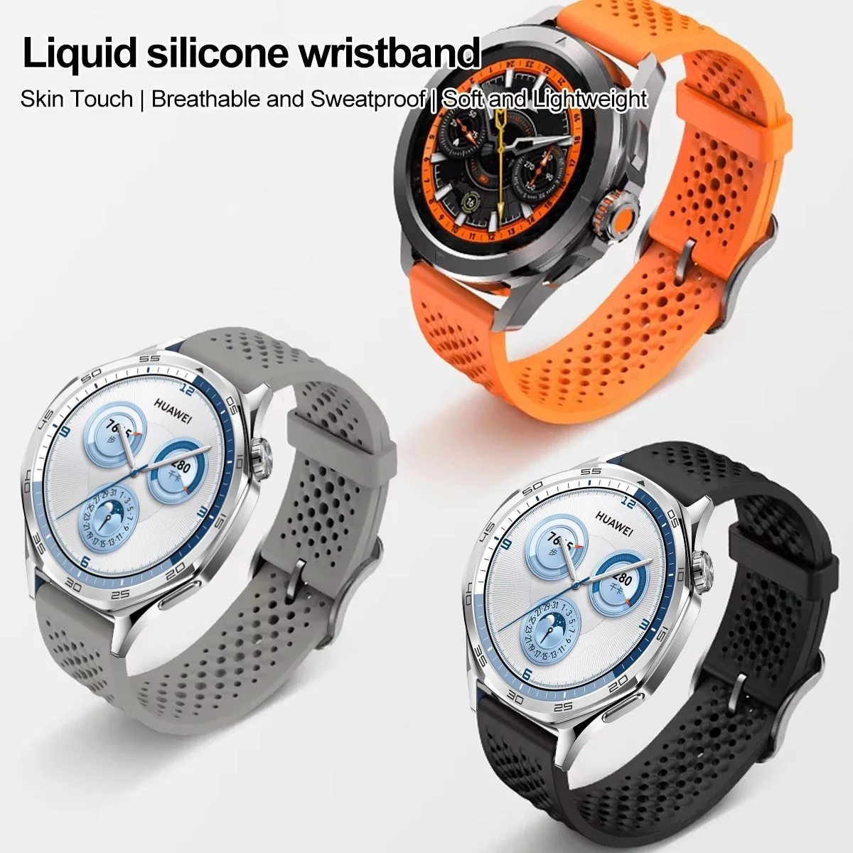 Liquid Silicone Strap for Huawei Watch 4/GT4-5 Pro Color Original Bracelet Galaxy Watch 4/5/6/7 Xiaomi Watch S4/S3/S2/S1 Correa