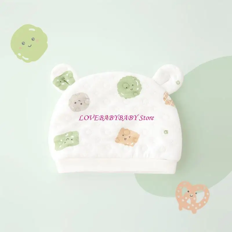

Lovely Baby Newborn Headwear with Cartoon Pattern, Breathable Infant Knotted Hat Protections for Wutumn Winter 4XBC