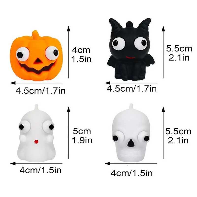 Halloween Fidget Toy Halloween Pumpkin Ghost Squeeze Pinch Toy Pop Out Eyes Squeeze Ball Fun Vent Toys Kids Stress Relief Gifts