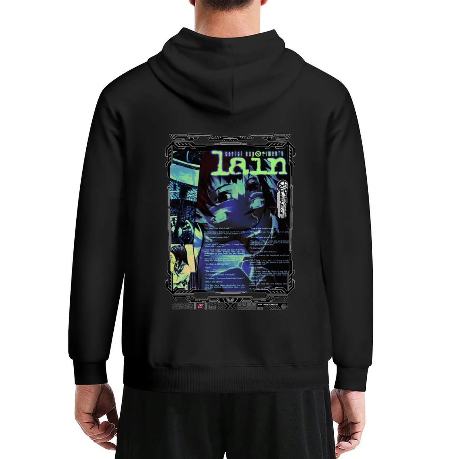 

Serial Experiments Lain, The Wired, Virtual Girl, Black and White Hoodie blouse hooded shirt aesthetic clothing tracksuit men