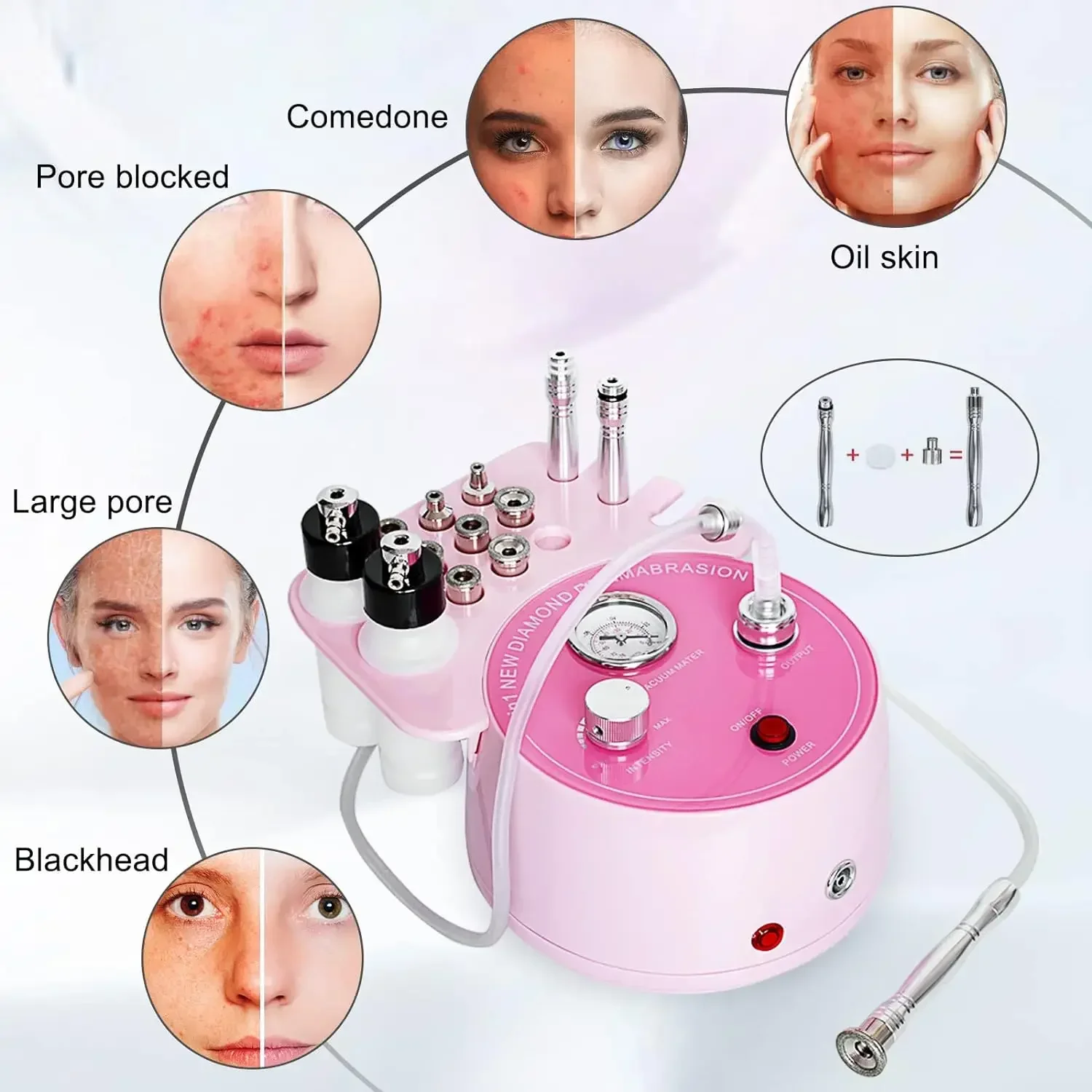 3 in1 Diamond Microdermabrasion Machine เครื่อง Dermabrasion ใบหน้าแบบมืออาชีพสําหรับการดูแลผิว กําจัดสิวหัวดํา