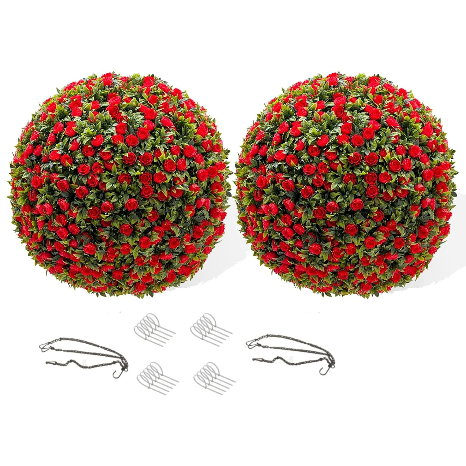 

2PCS 17 Inch Artificial Topiary Flower Balls with Hanging Chain Grass Ball for Home Decor Wedding Party Decorations Supplies
