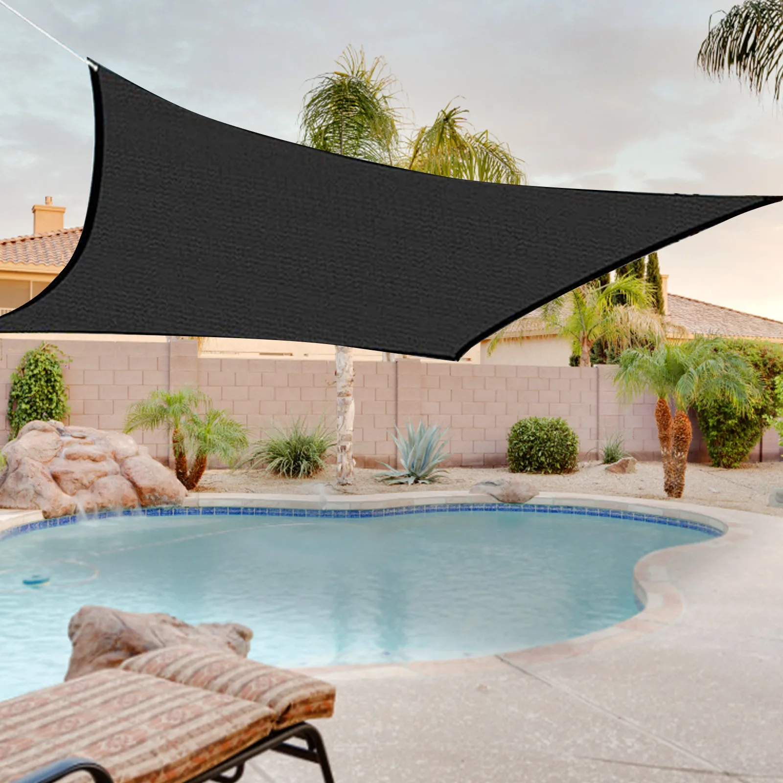 Sun Shade Sail Canopy Outdoor Sunshade Breathable Sun Awning Rectangle Shade Canopy Sunshine Block For Outdoor Facility Activity