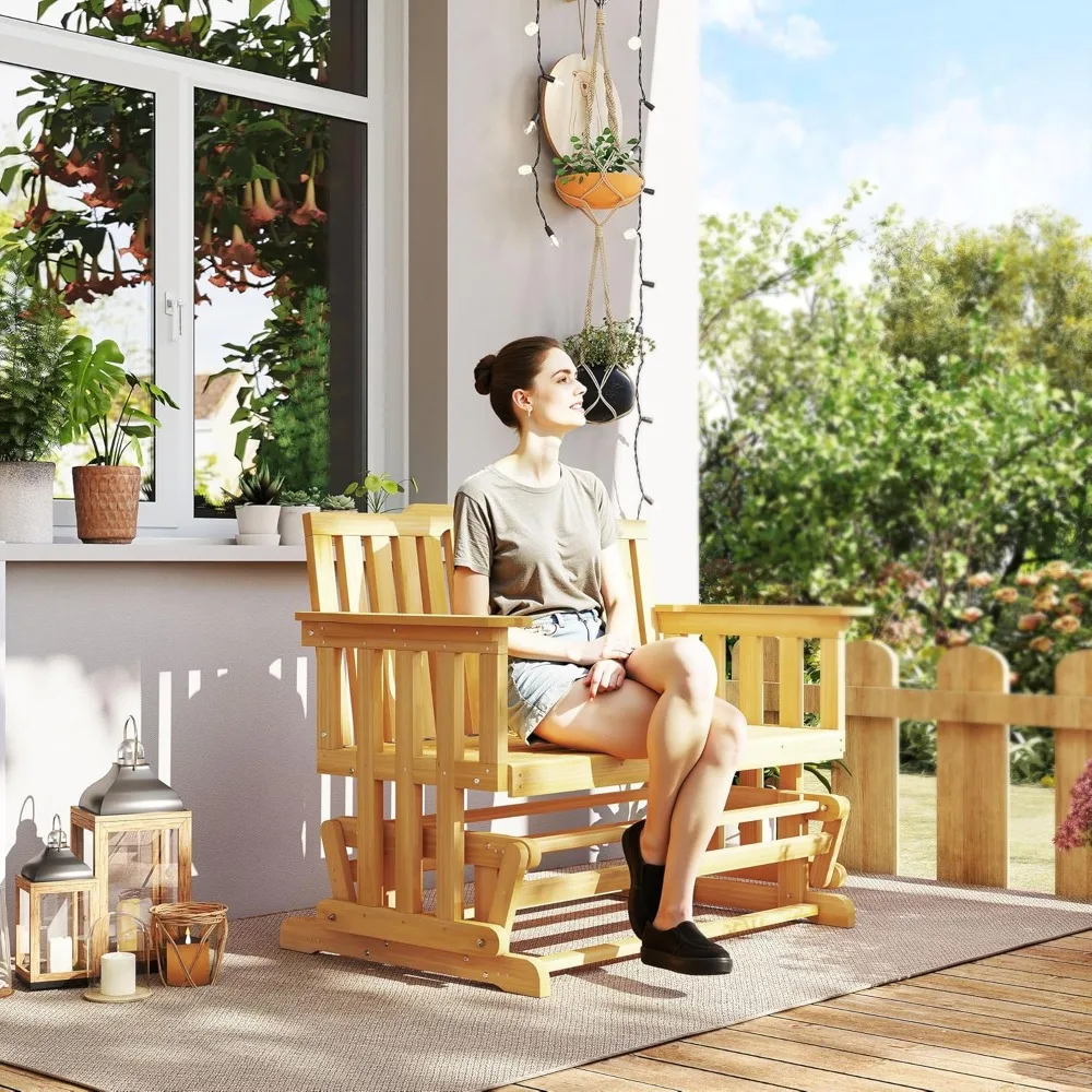 

Double Outdoor Swing Gliding Chair, Wide Armrests, Wooden Rocking Chair/double Sofa, Customizable