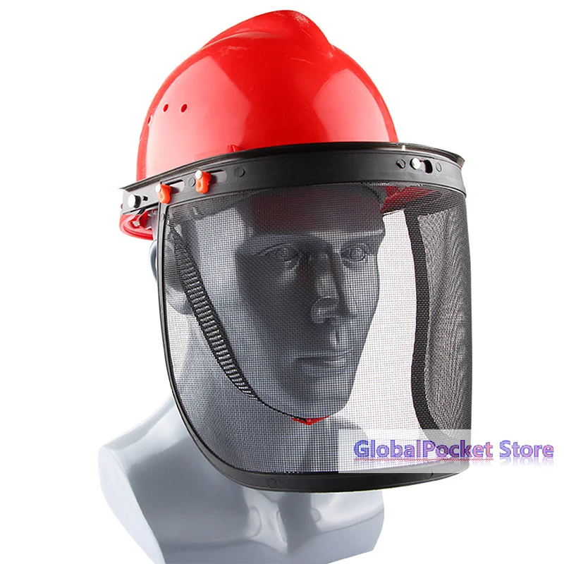 1PC Garden Grass Trimmer Safety Helmet Hat With Full Face Mesh Protective Mask For Logging Brush Cutter Forestry Protection